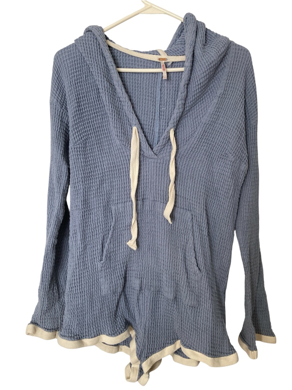 Free People Make a Splash 100% Cotton Hooded Waffle Knit Romper